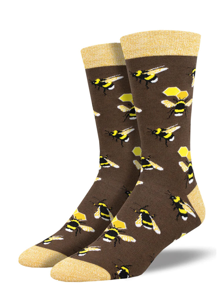 Every type of honey tells a unique story of its own—with each hive creating honey with its own unique flavor.  Add a little of this uniqueness to your everyday outfit with these bee-autiful socks. 64% Rayon from Bamboo, 34% Nylon, 2% Spandex Size: Women's Shoe Size 10.5+. Men's Shoe Size 9-13.