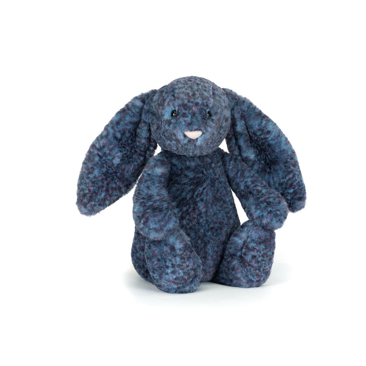 A plush Jellycat Hopscone bunny stuffed animal in a mottled navy blue and black textured fabric, sitting against a plain white background.