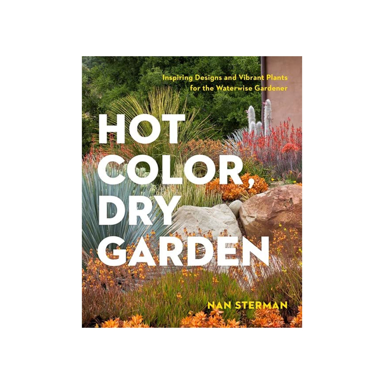 Book cover of 'Hot Color, Dry Garden' with garden scene and text.