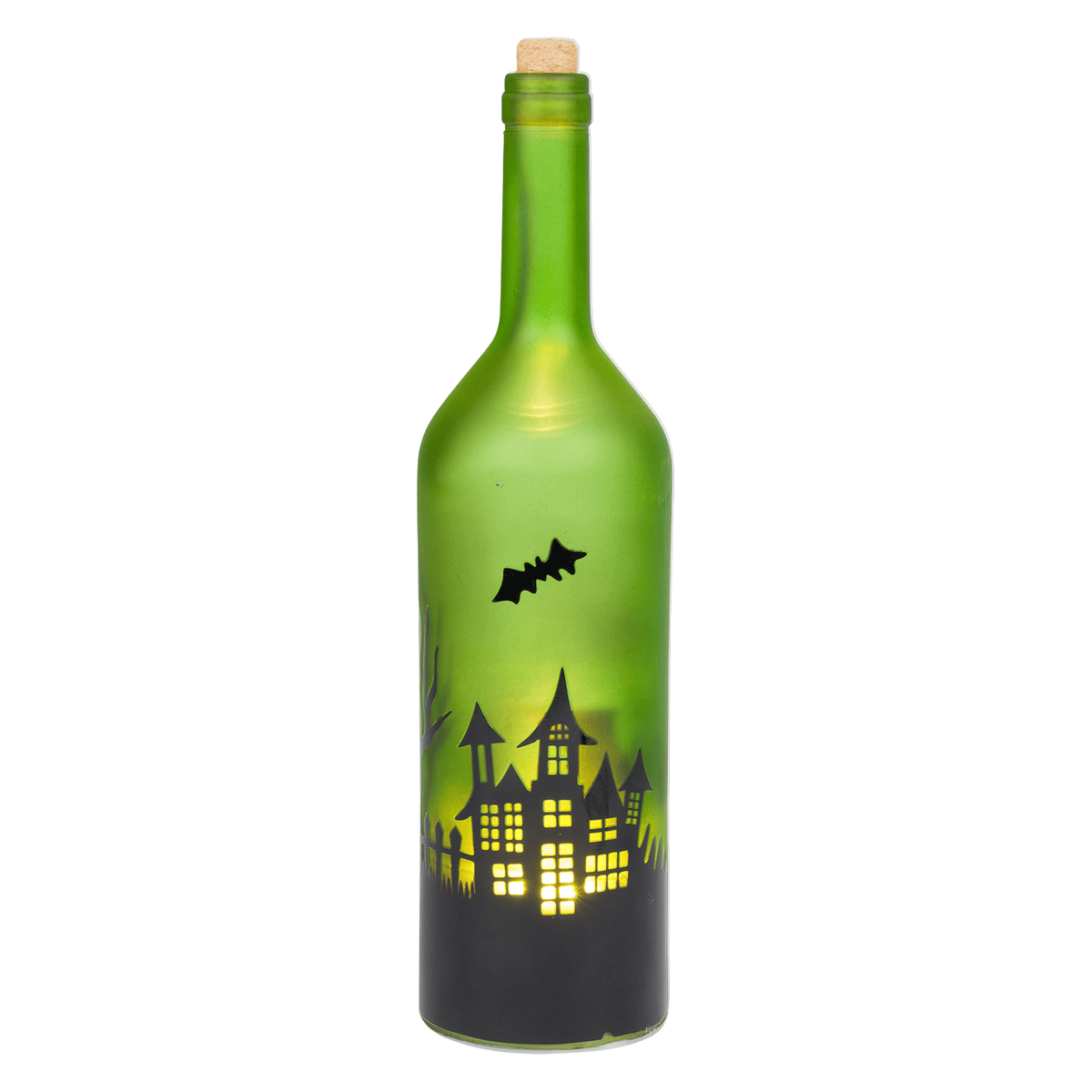 LIGHTED GLASS BOTTLE WITH ROTATING LIGHT
