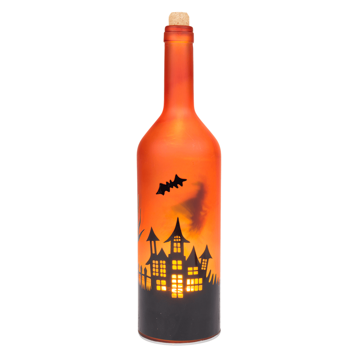 LIGHTED GLASS BOTTLE WITH ROTATING LIGHT