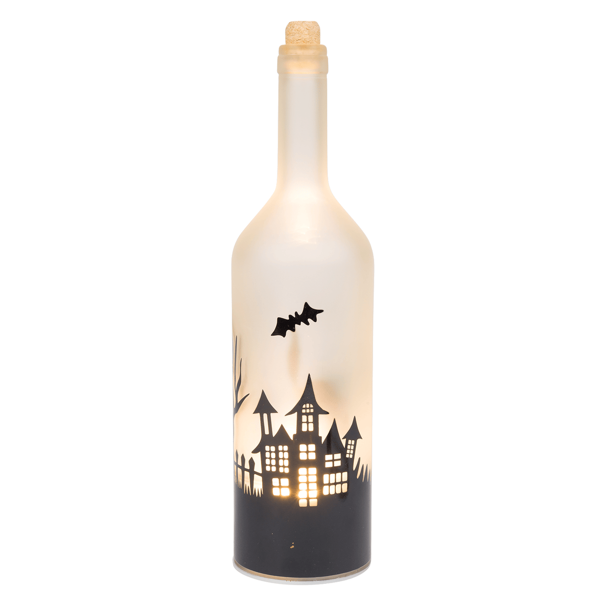 LIGHTED GLASS BOTTLE WITH ROTATING LIGHT