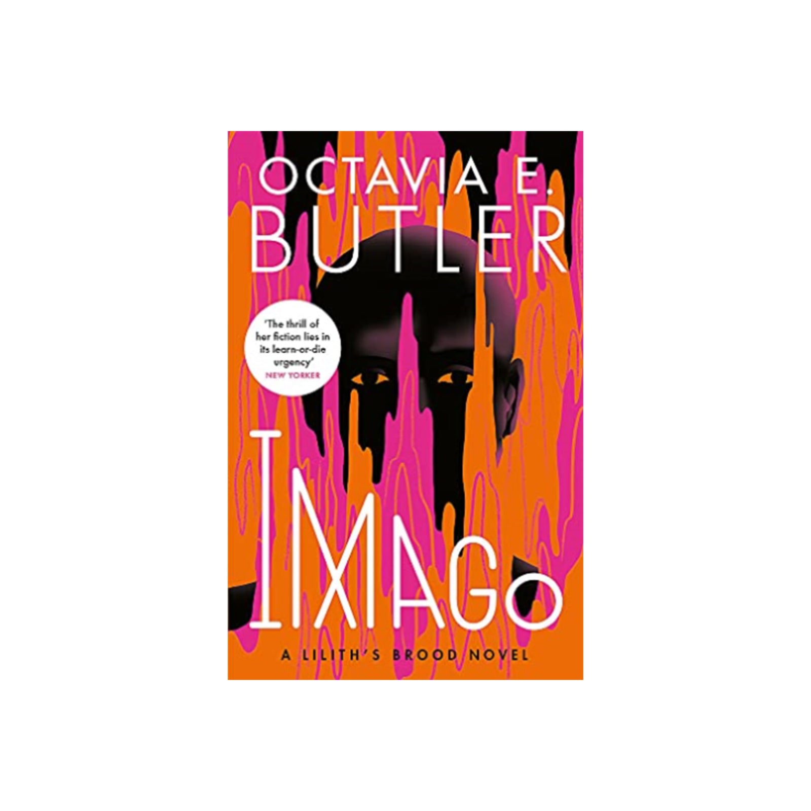 Book cover of 'Imago' by Octavia E. Butler with a stylized face and vibrant colors.