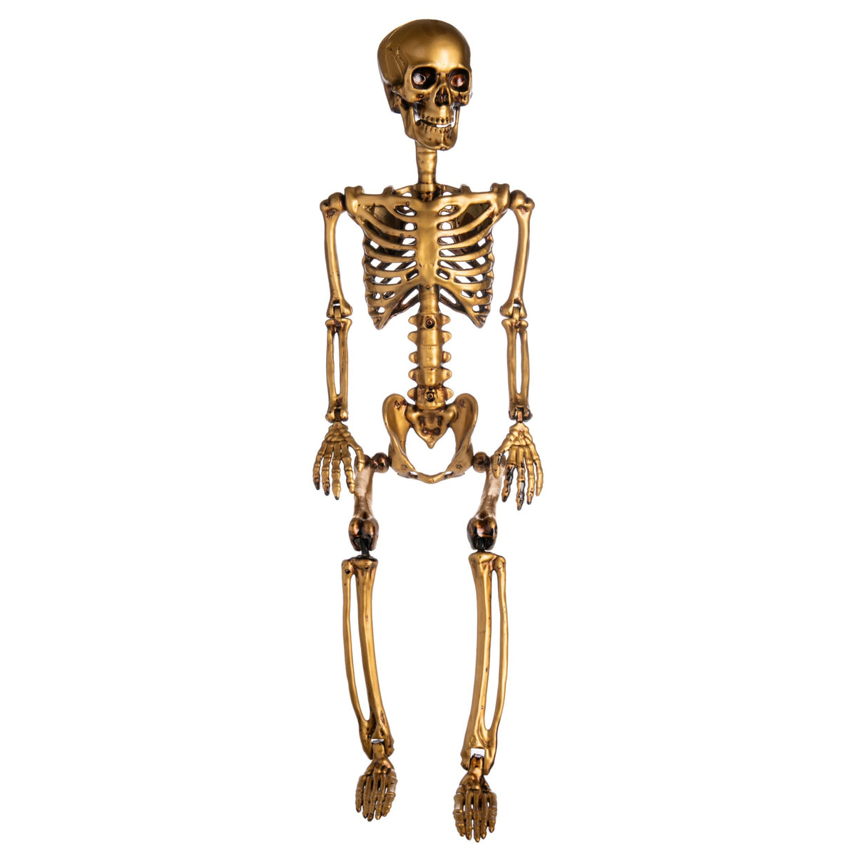 Gold skeleton figure on a white background