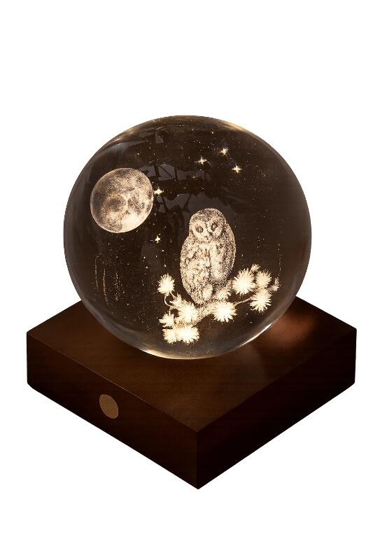 AMBER CRYSTAL OWL MOON LAMP