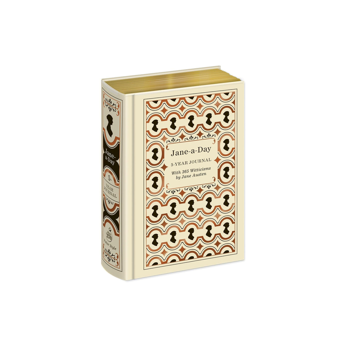 Decorative, Jane Austen themed journal with silhouette design on a white background