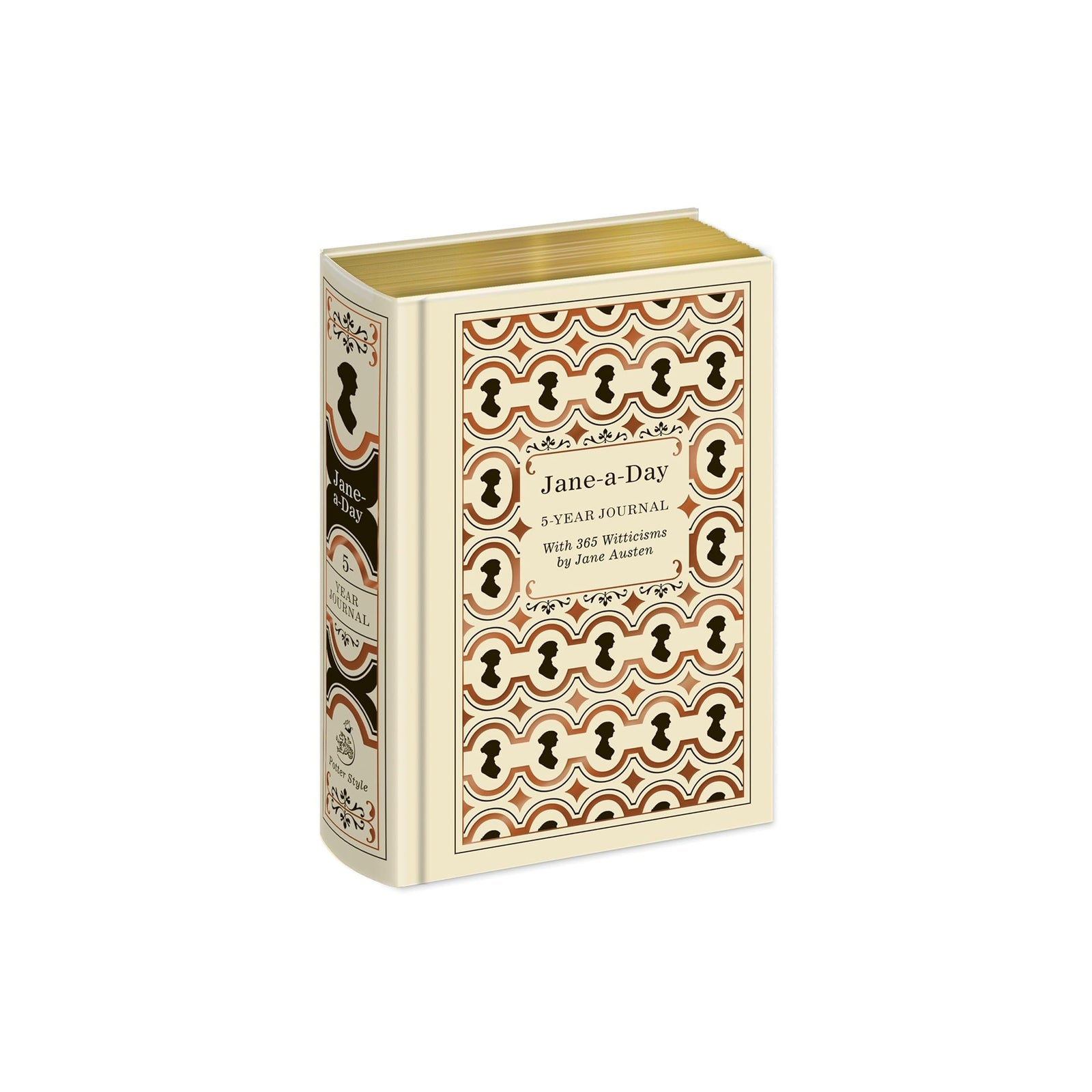 Decorative, Jane Austen themed journal with silhouette design on a white background