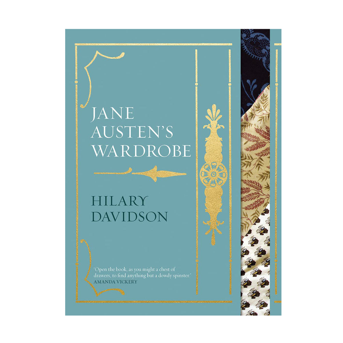 Book cover of 'Jane Austen's Wardrobe' by Hilary Davidson with decorative elements on a blue background.