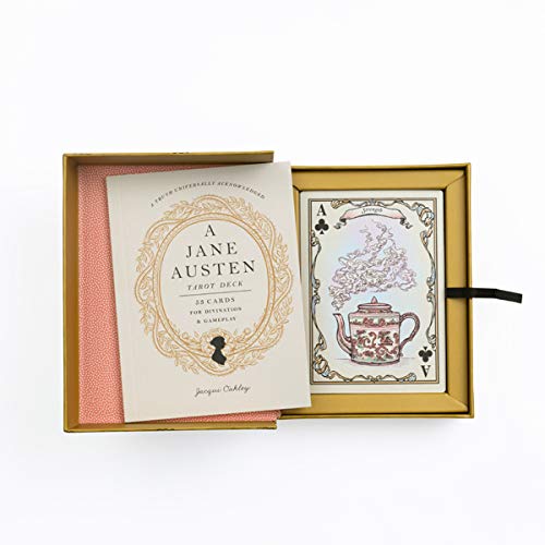 The ultimate must-have for any Jane Austen fan, this gorgeous set of 53 tarot cards features hand-drawn characters and objects from Austen's enduring novels. Noted Jane Austen artist Jacqui Oakley brings her beautiful work to the world of tarot with this sublime and whimsical package. Box dimensions: 5" x 6" x 1.5".