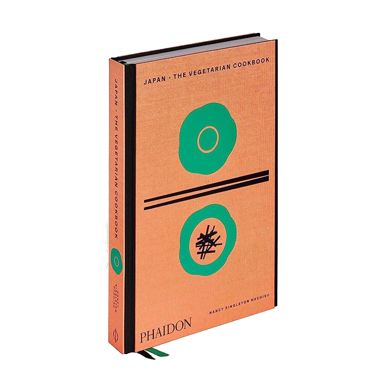 Book titled 'Japan: The Vegetarian Cookbook' by Phaidon on a white background