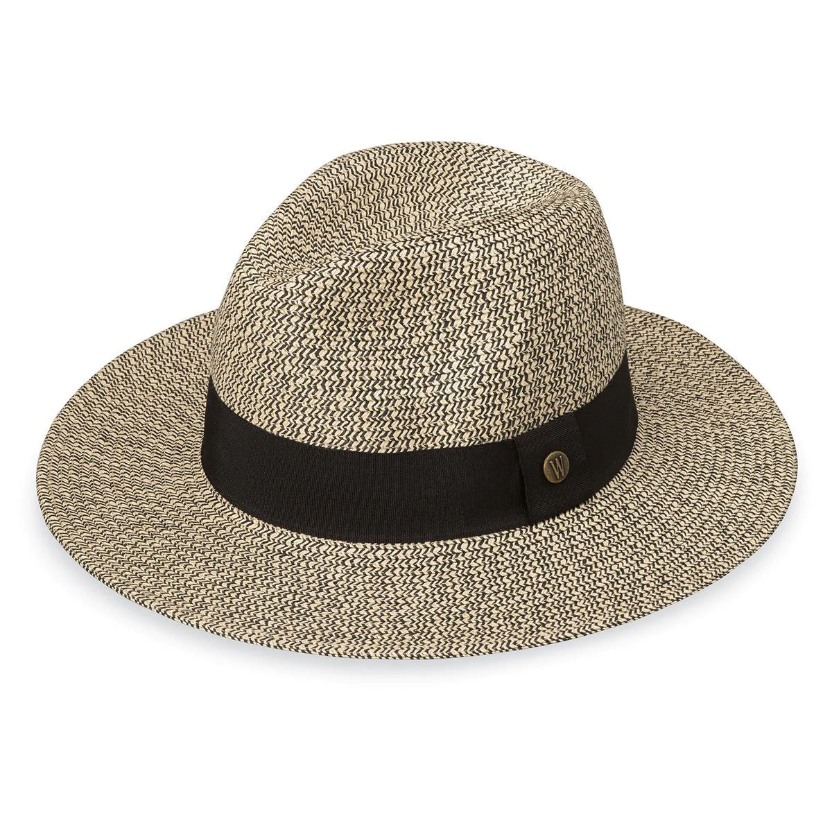 Classic fedora style with a splash of sophistication. This packable hat features a moldable wire-edged brim design with a black ribbon band. This hat packs into a suitcase for your go-to vacation accessory, or into a tote bag for on the beach-day adventures. UPF 50+ Crown size: 58cm Internal drawstring adjusts fit.