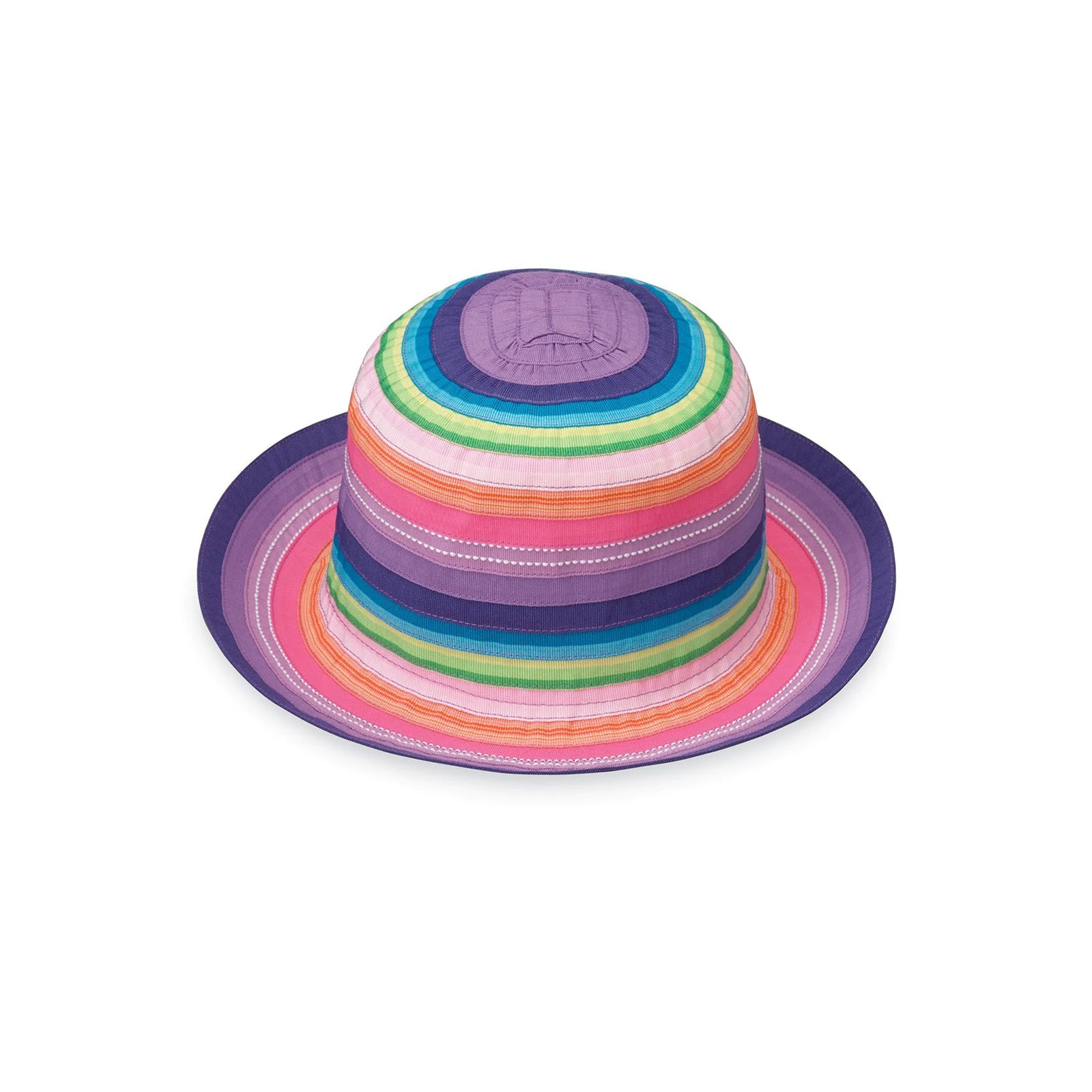 Colorful striped kids bucket hat on a white background