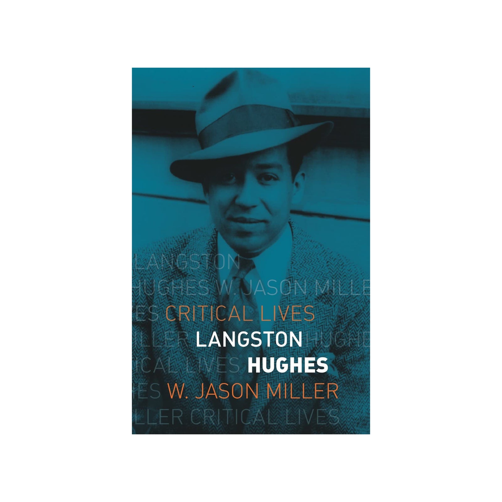 Book cover of 'Critical Lives: Langston Hughes' by W. Jason Miller with a blue overlay.