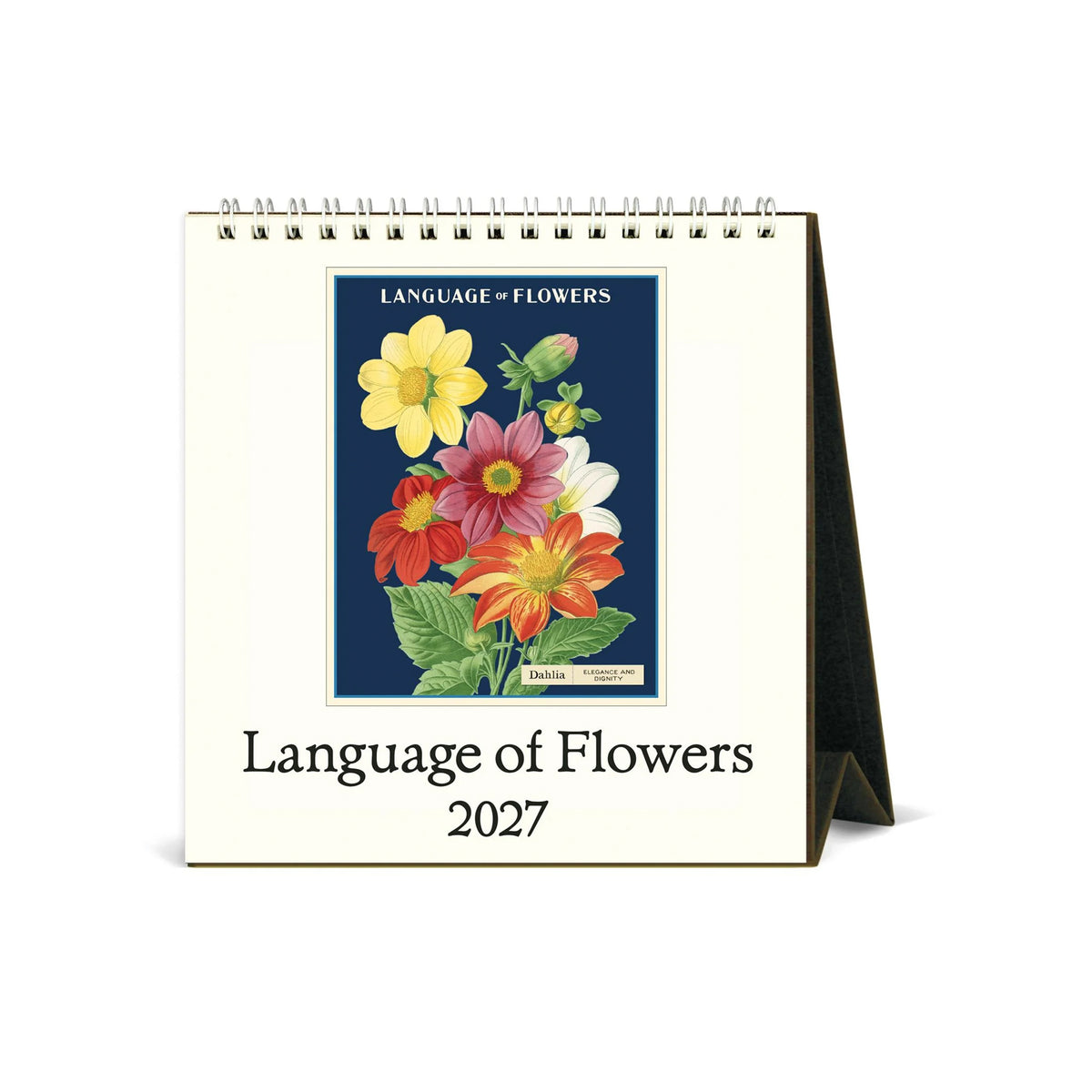 2027 Desk calendar called 'The Language of Flowers', featuring vintage flower-themed artwork. 