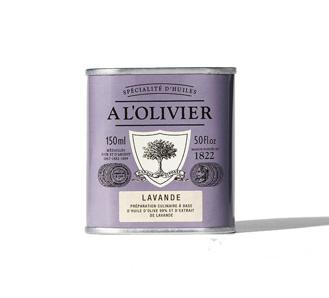 Lavender olive oil is bursting with iconic Provence flavors. Known for its stunning color, lavender also has an intensely fresh taste. This oil is great with meats: rack of lamb, beef skewer with soy, even duck breast with honey. Ingredients: extra virgin olive oil, lavender 4%.. 5.0 Fl oz. Made in France.