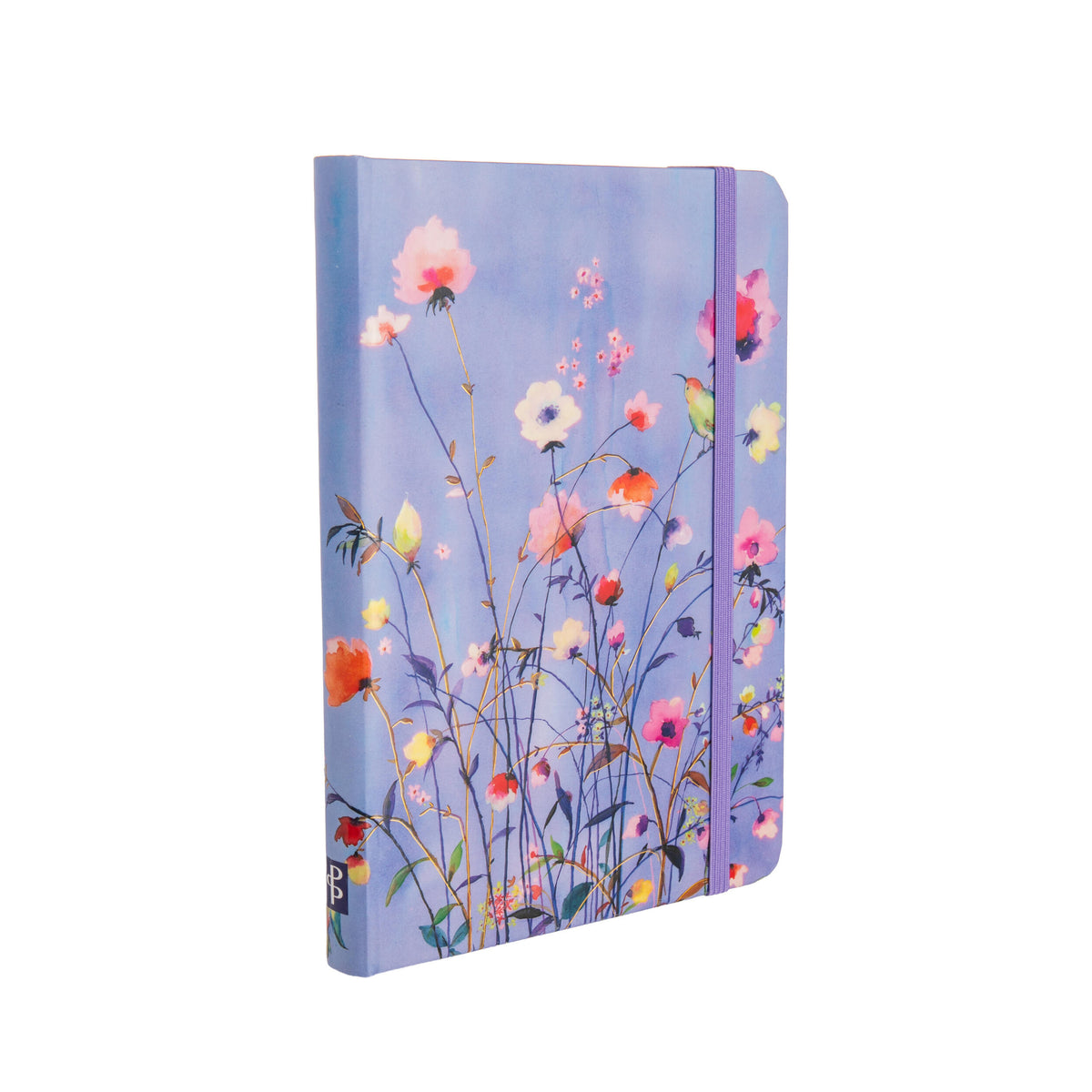 Notebook with floral design on a light purple background