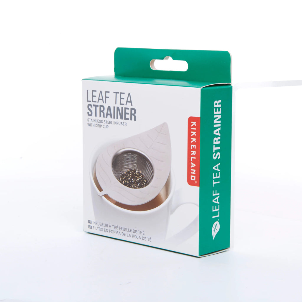 Enjoy brewing & drinking fresh full-flavored tea with ease. Shaped like a leaf, this whimsical stainless steel tea infuser and drip cup is the perfect alternative to tea bags. Material: stainless steel Dimensions: 5" x 2.8" x 1"