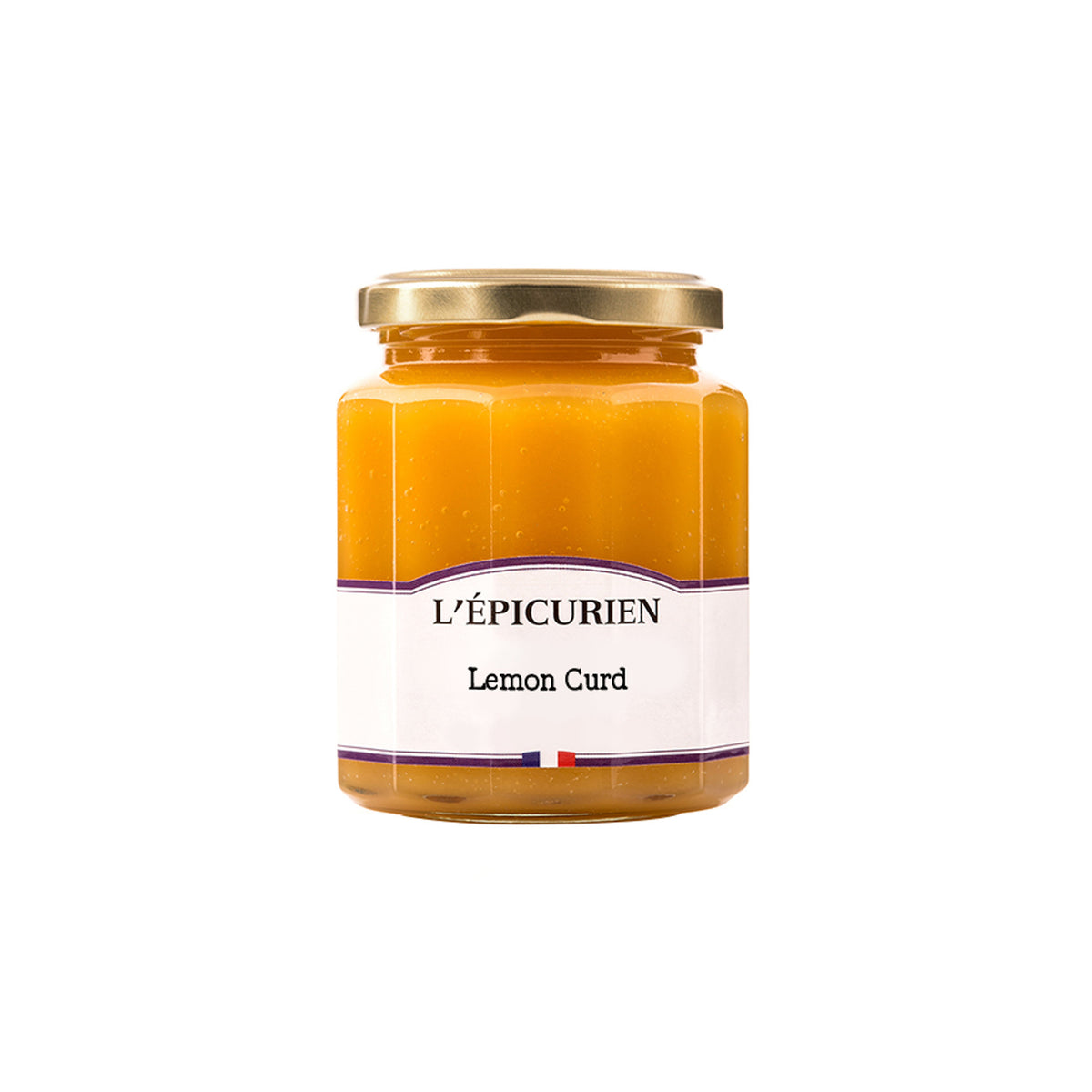 Jar of L'Epicurien Lemon Curd on a white background