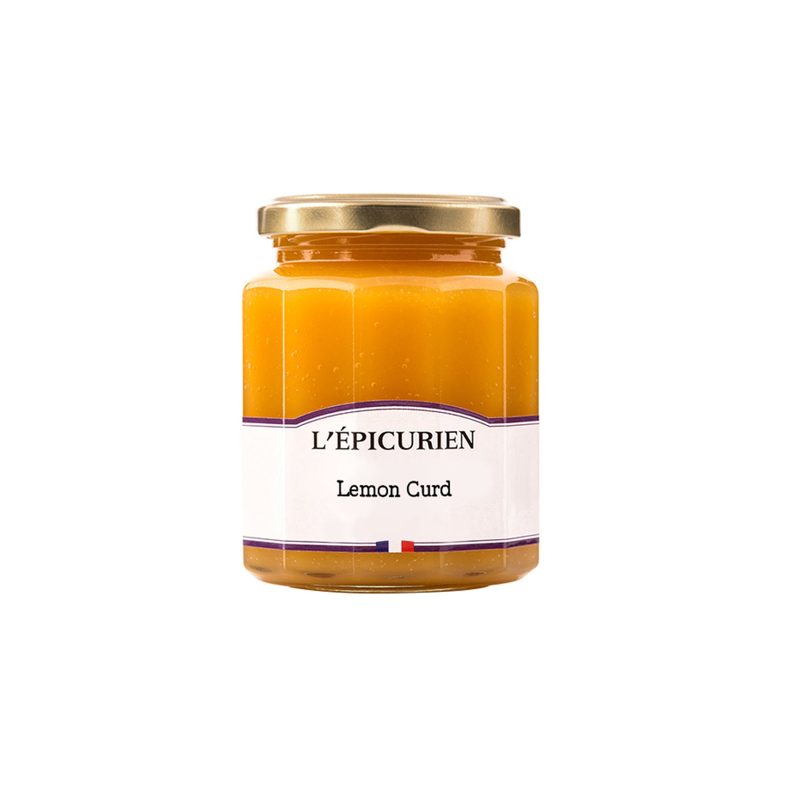 Jar of L'Epicurien Lemon Curd on a white background