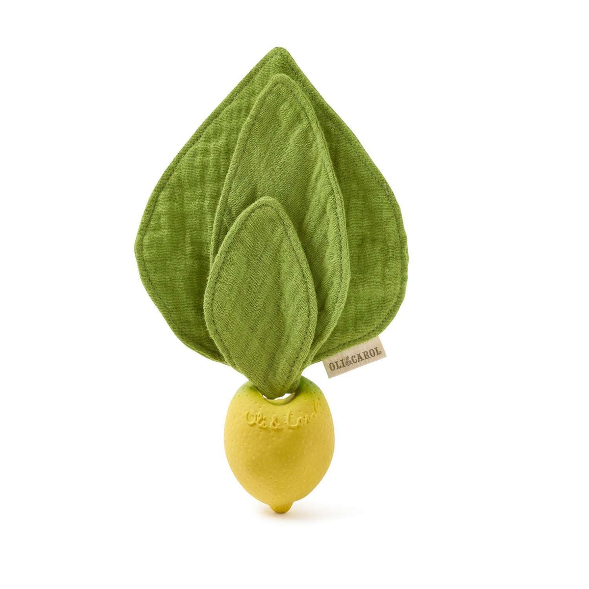 This adorable, lemon-shaped baby teether is made with a soft double-layered muslin. The best part: it’s removable! Completely easy to pull apart &amp; machine-wash at home. Helps sensorial development while calming babies down. Free of PVC, BPA, Phthalates and Nitrosamines.