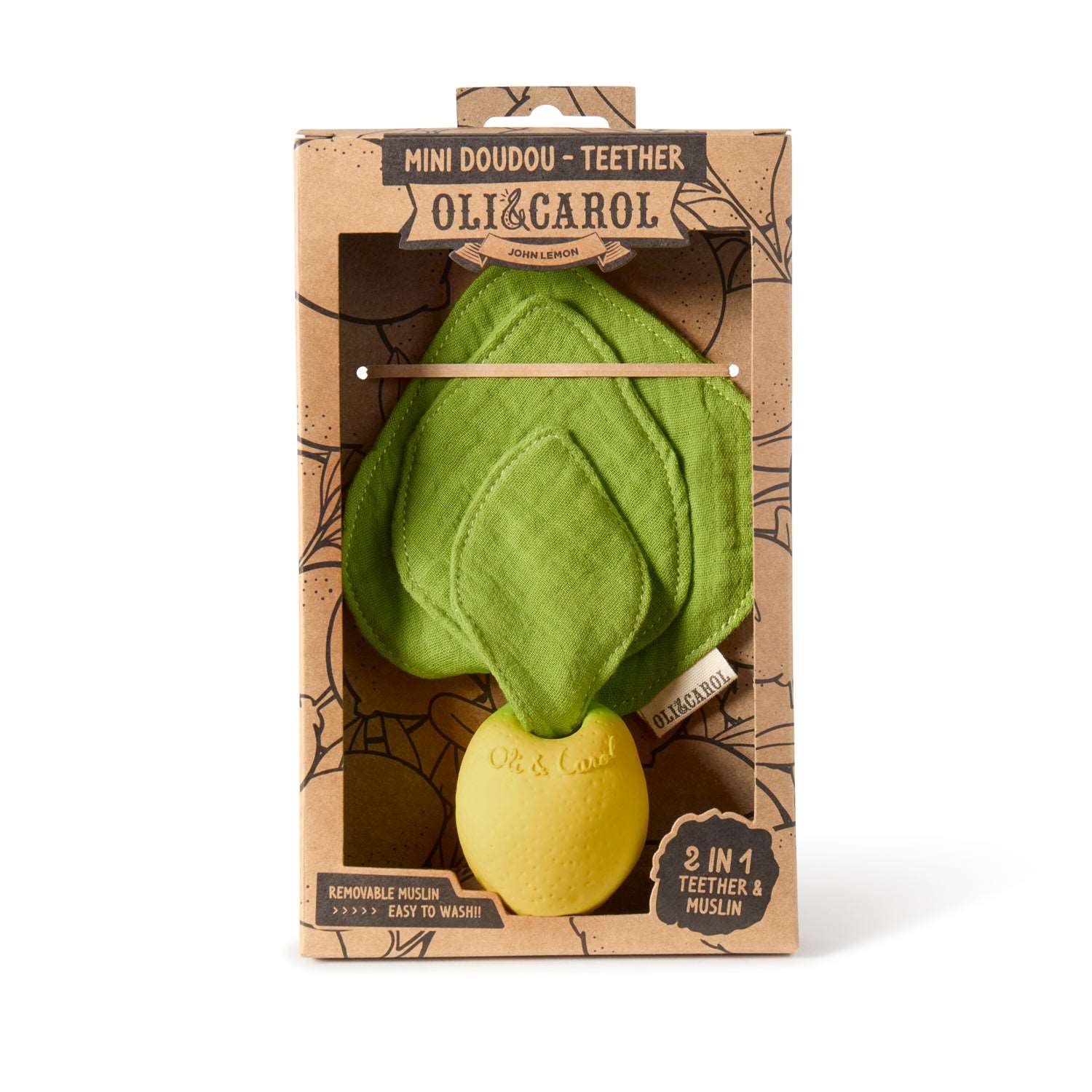 This adorable, lemon-shaped baby teether is made with a soft double-layered muslin. The best part: it’s removable! Completely easy to pull apart & machine-wash at home. Helps sensorial development while calming babies down. Free of PVC, BPA, Phthalates and Nitrosamines.