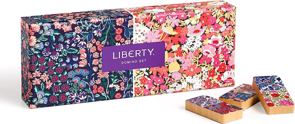 The classic game of matching tiles that everyone loves to play, revitalized in gorgeous Liberty print florals. This special set of wooden dominoes features full-color Liberty London iconic floral patterns on both sides. The perfect addition to any family game night.  28 wooden dominos. All ages.