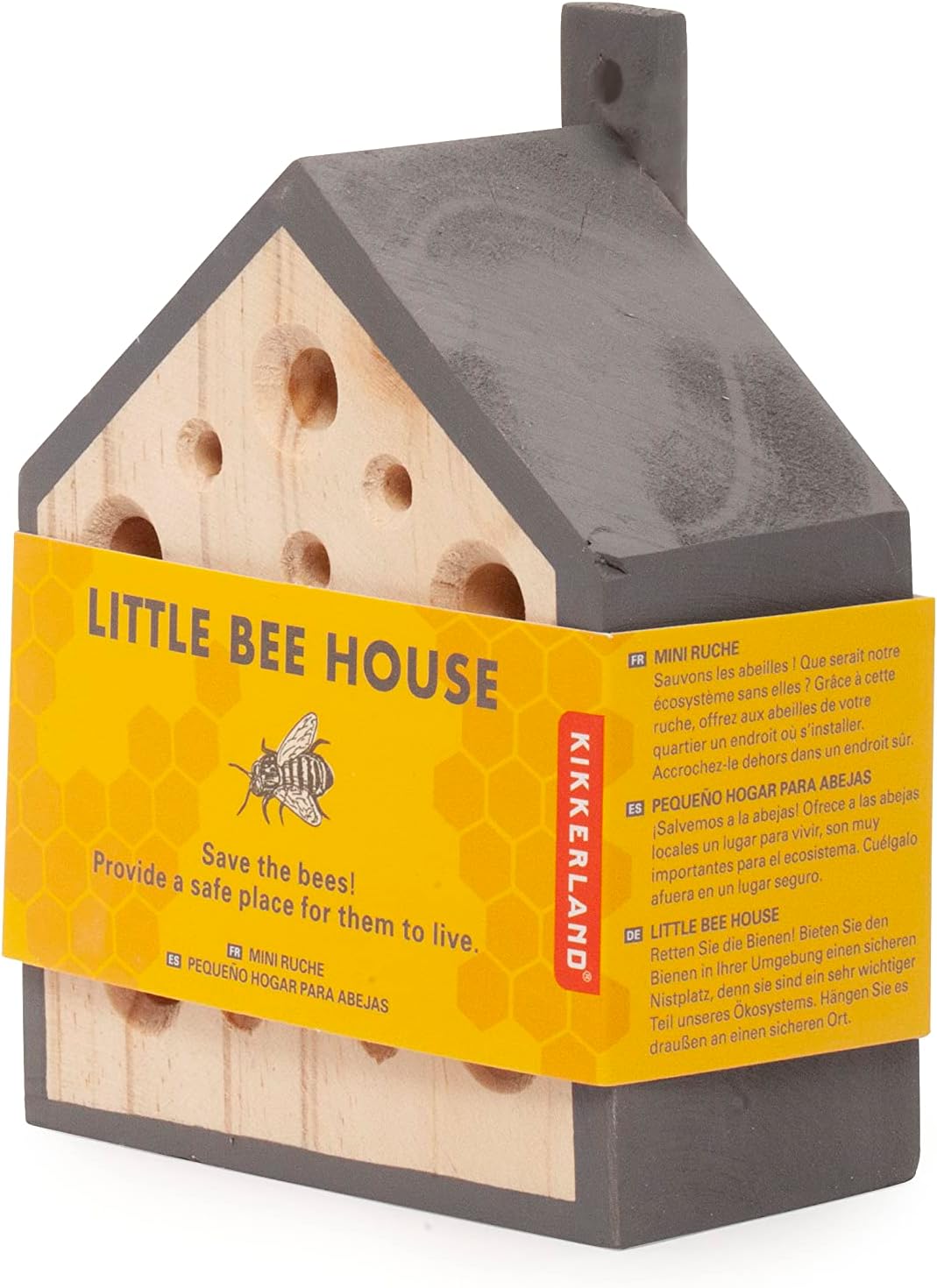 Bees are vital pollinators that play a crucial role in the reproduction of many plants, including crops. By providing a bee home, you attract solitary bees that can aid in pollination, contributing to increased fruit and seed production. Wooden bee house. Dimensions: 4" x 5".