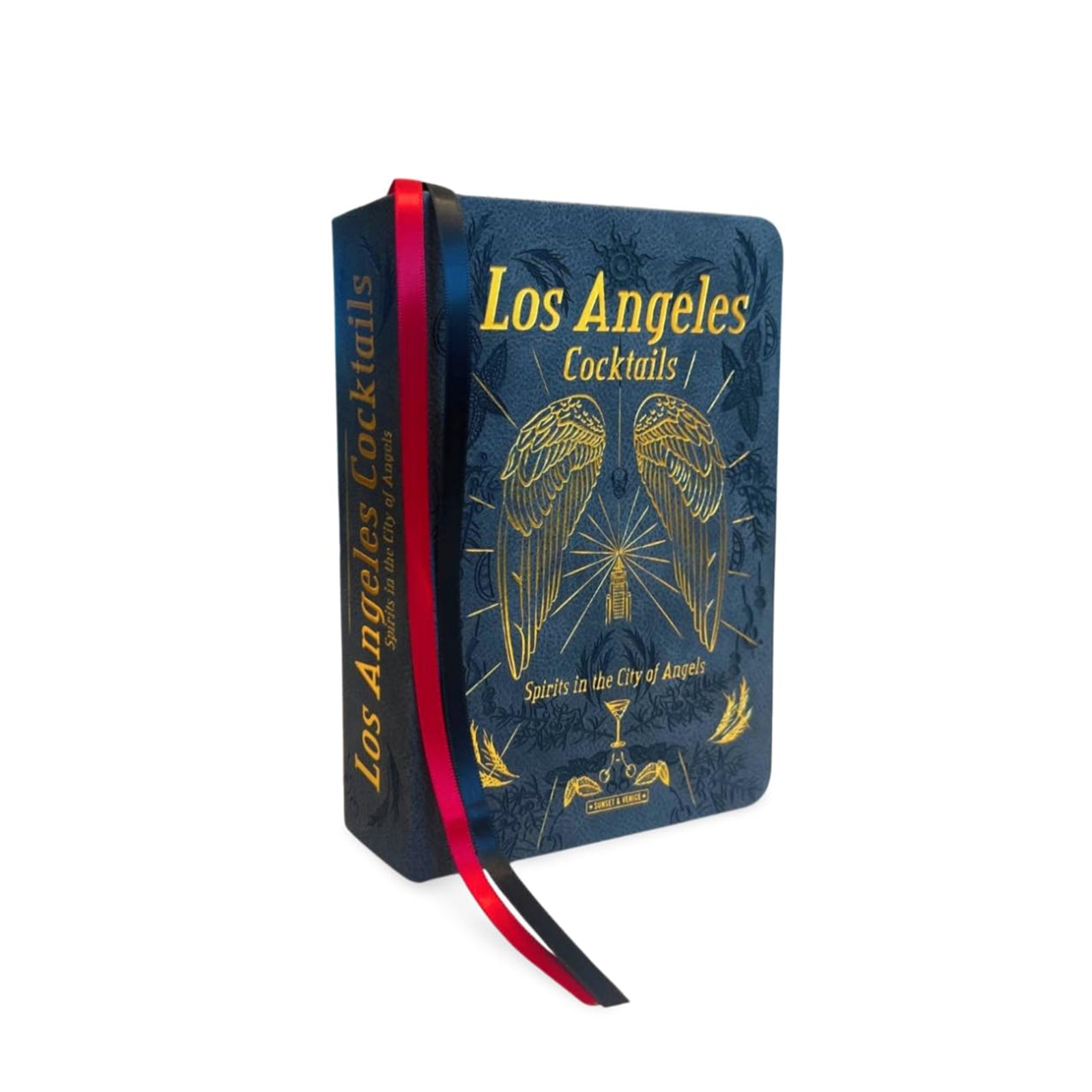 Book titled 'Los Angeles Cocktails' with decorative design on a white background