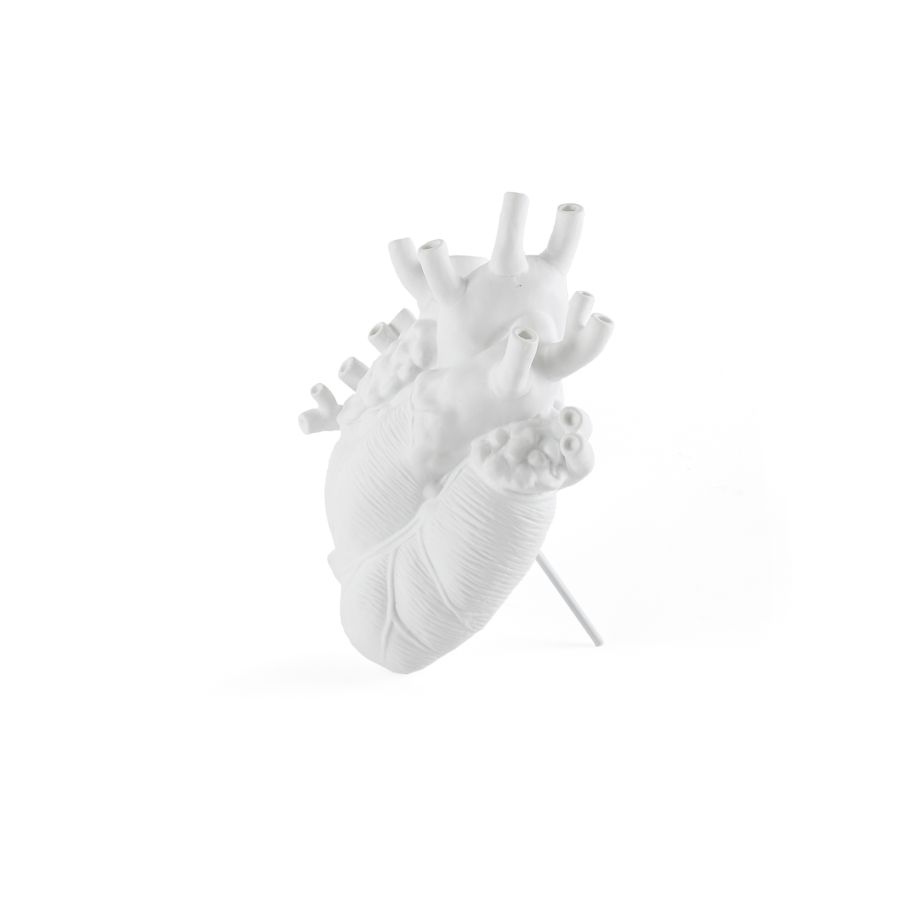 If the standard red Valentine's heart is a little too twee for your tastes, this detailed anatomical heart vase might be the perfect solution. Handcrafted from fine porcelain, and highly detailed, this vase can either be hung from a wall or placed on a shelf or table using the stand included. Dimensions: 6.5" x 10".