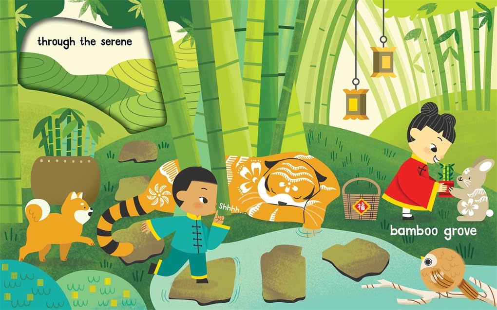 A thrilling Lunar New Year–inspired, gorgeously illustrated board book adventure with pages to peek through and gatefolds to open. Written and illustrated by Stella Hong.