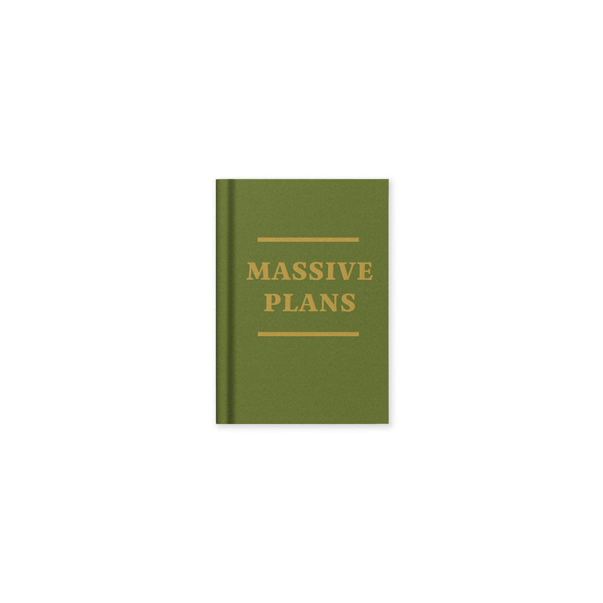 Green book titled 'Massive Plans' on a white background
