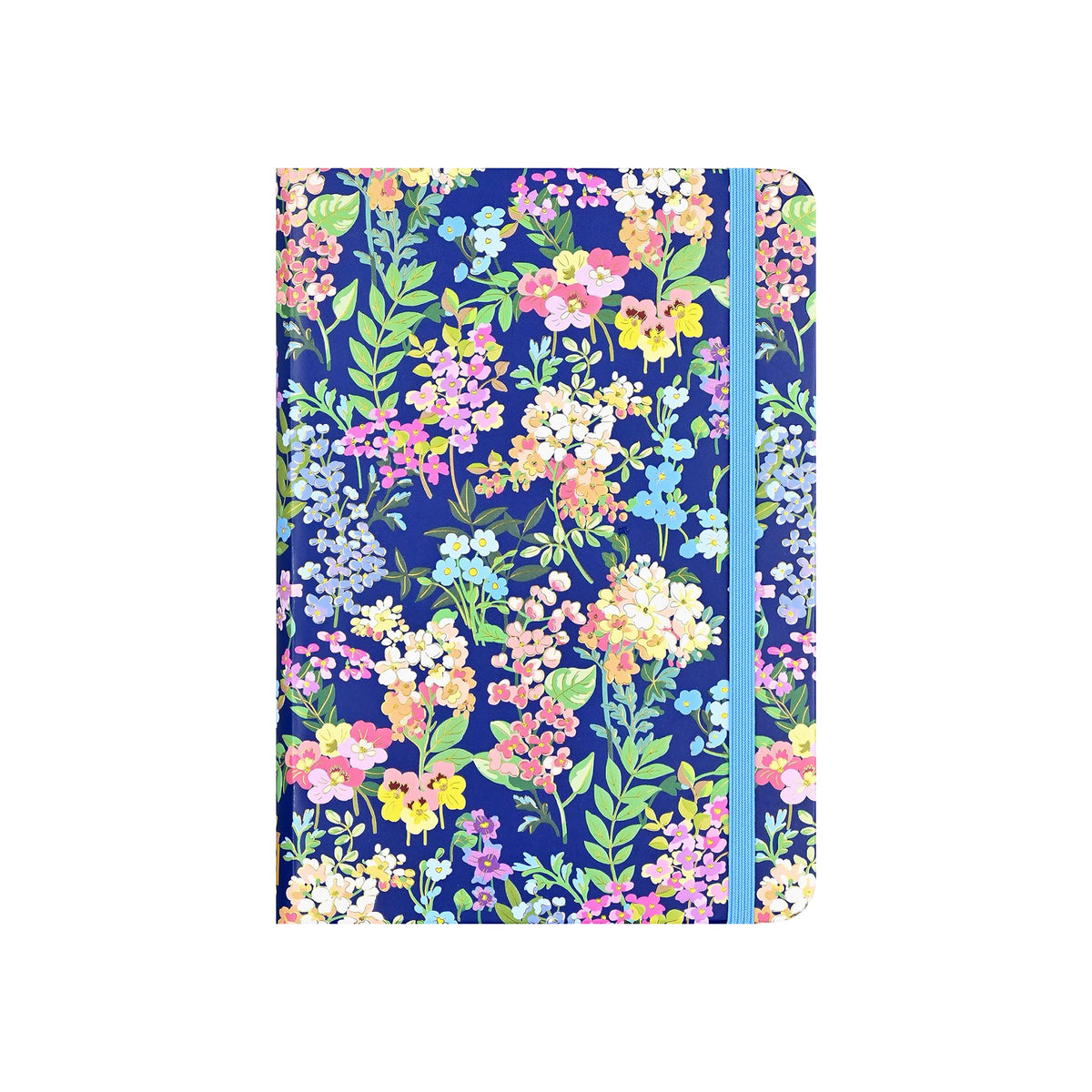 Floral notebook with colorful flowers on a blue background