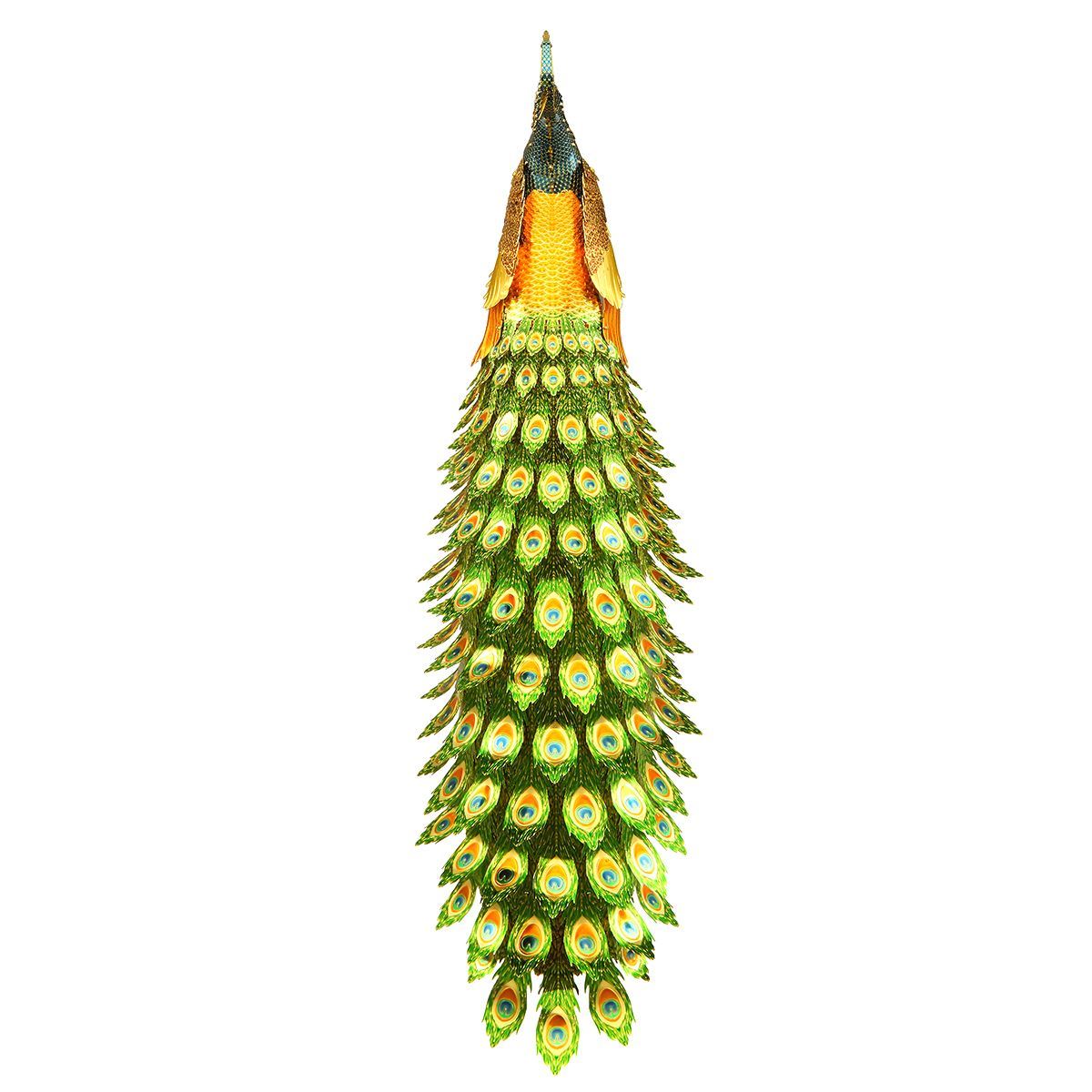 Capture the iridescence of a real life peacock by building your own! This gorgeous metal 3D model is perfect for adorers of that magnificent bird who want to build a miniature version for themselves. Instructions included. Contains 3.5 Metal Sheets Dimensions once assembled: 3" x 7" x 9.5" Recommended age: 14+