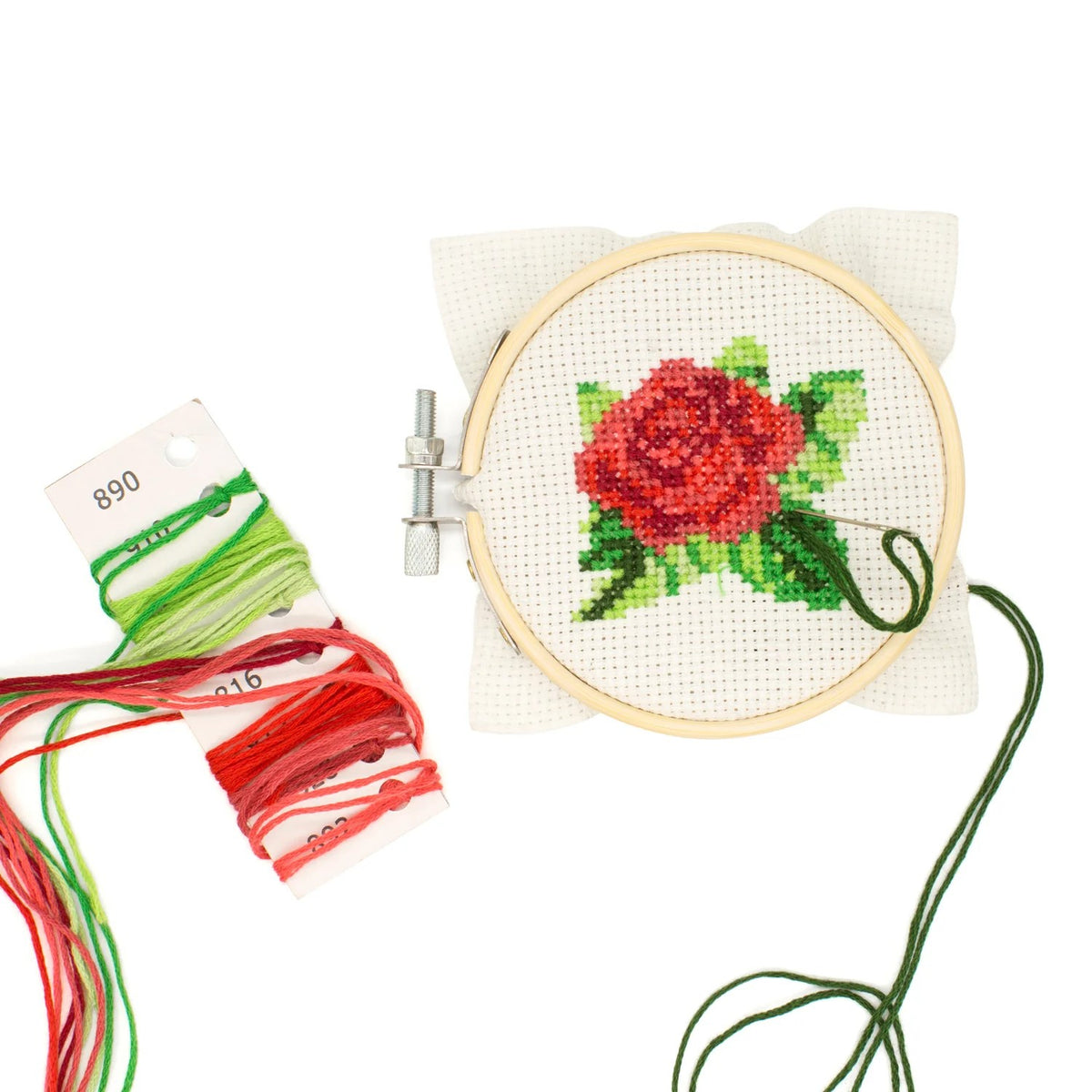 ROSE MINI CROSS STITCH EMBROIDERY KIT