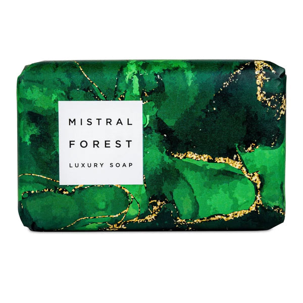 This luxurious bar soap from Mistral Soap is the perfect gift for the discerning soap connoisseur. Made with pure organic shea butter, it is gentle and moisturizing for dry, sensitive skin. French-milled for long-lasting use and contains all vegetable ingredients. Organic. Fragrance: Olive, pine. 7oz bar.