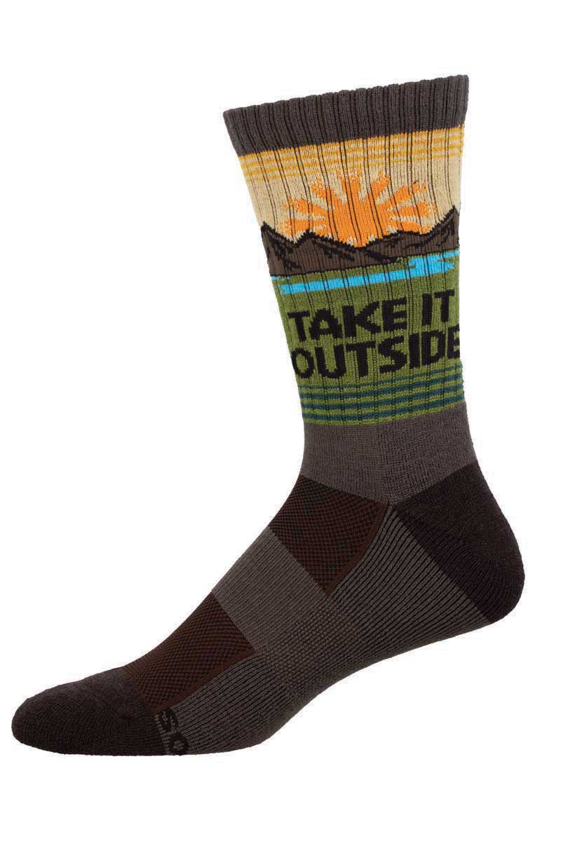 Take it outside and let Mother Nature show you who’s the boss. Brace yourself, though—you’ll need every ounce of humility to keep up. These luxurious socks offer unbeatable comfort in any terrain and feature soft merino wool, breathable mesh panels, and dynamic arch support. Seamless toe to limit irritation or chafing Materials: 39% acrylic, 33% merino wool, 27% nylon, 1% spandex.