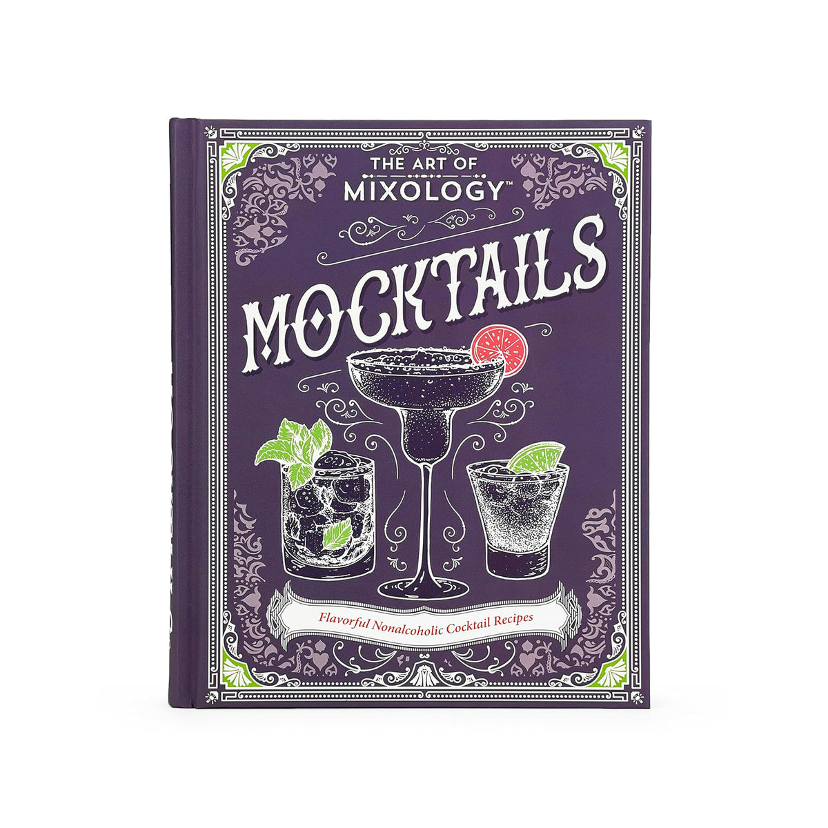 Book titled 'The Art of Mixology: Mocktails' on a white background