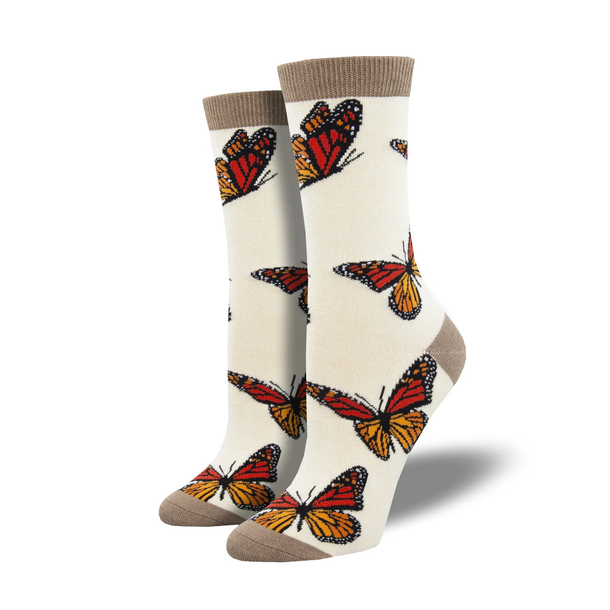 MONARCH BUTTERFLY SOCKS - WOMENS - LATTE