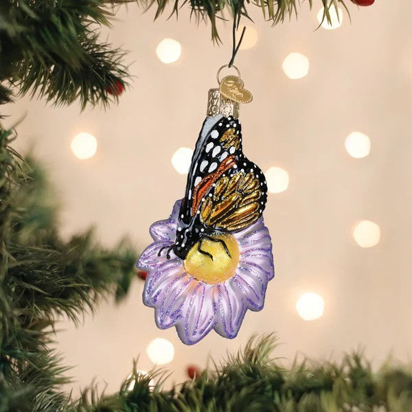 MONARCH BUTTERFLY & FLOWER ORNAMENT