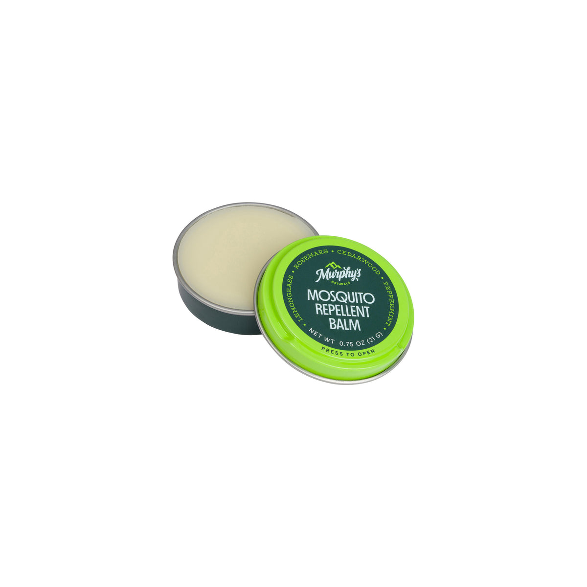 Mosquito repellent balm with green lid on a white background