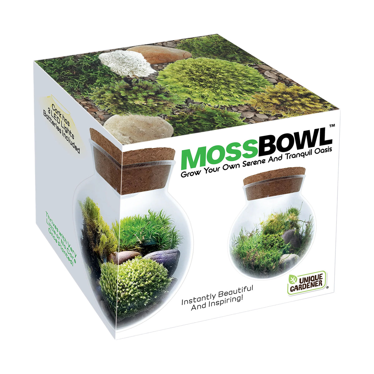 MossBowl packaging with images of moss and a pot on a white background