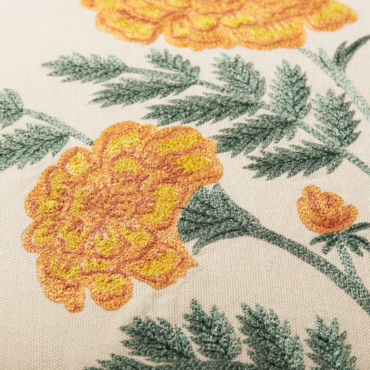 FRENCH MARIGOLD EMBROIDERED PILLOW