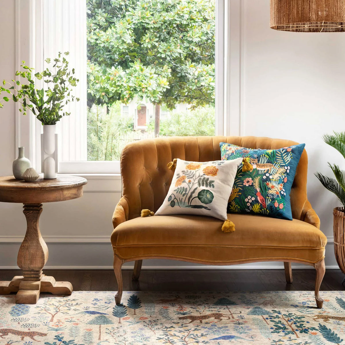 FRENCH MARIGOLD EMBROIDERED PILLOW