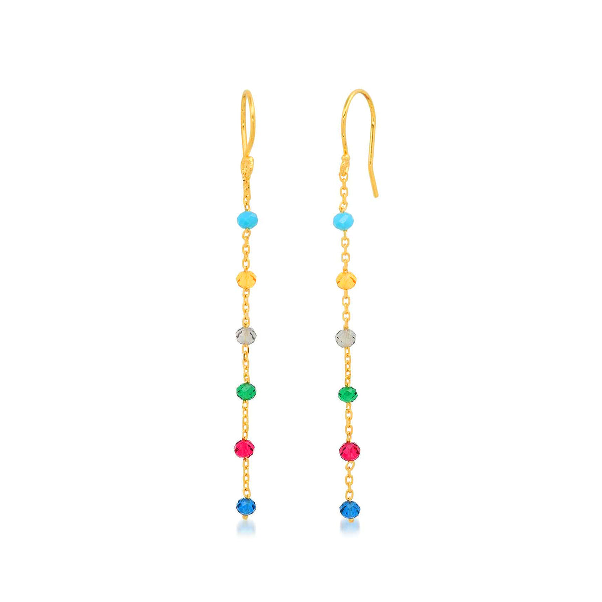 MULTI -COLORED STONE DROP EARRINGS