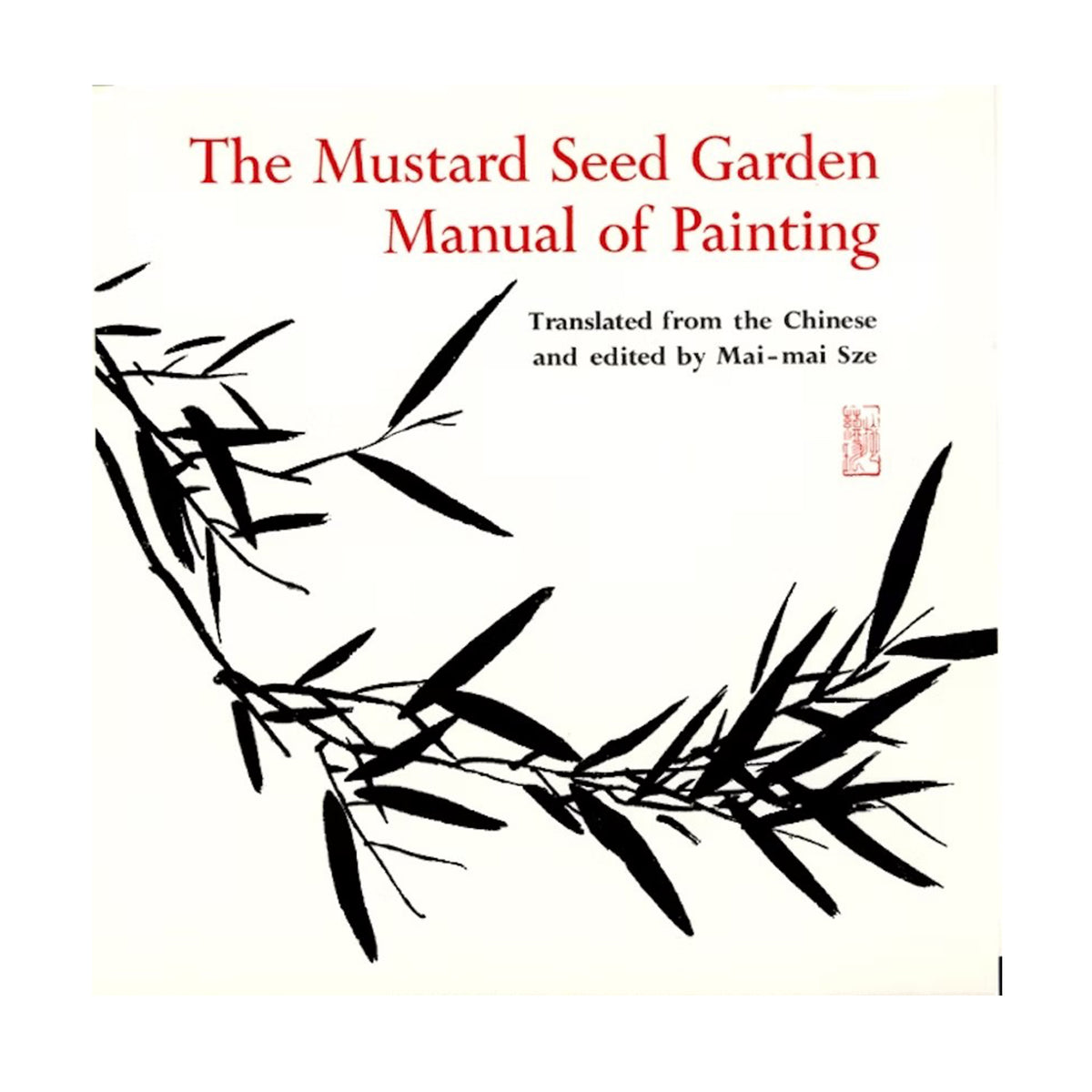 Book cover of &#39;The Mustard Seed Garden Manual of Painting&#39; with black leaf design on a white background.