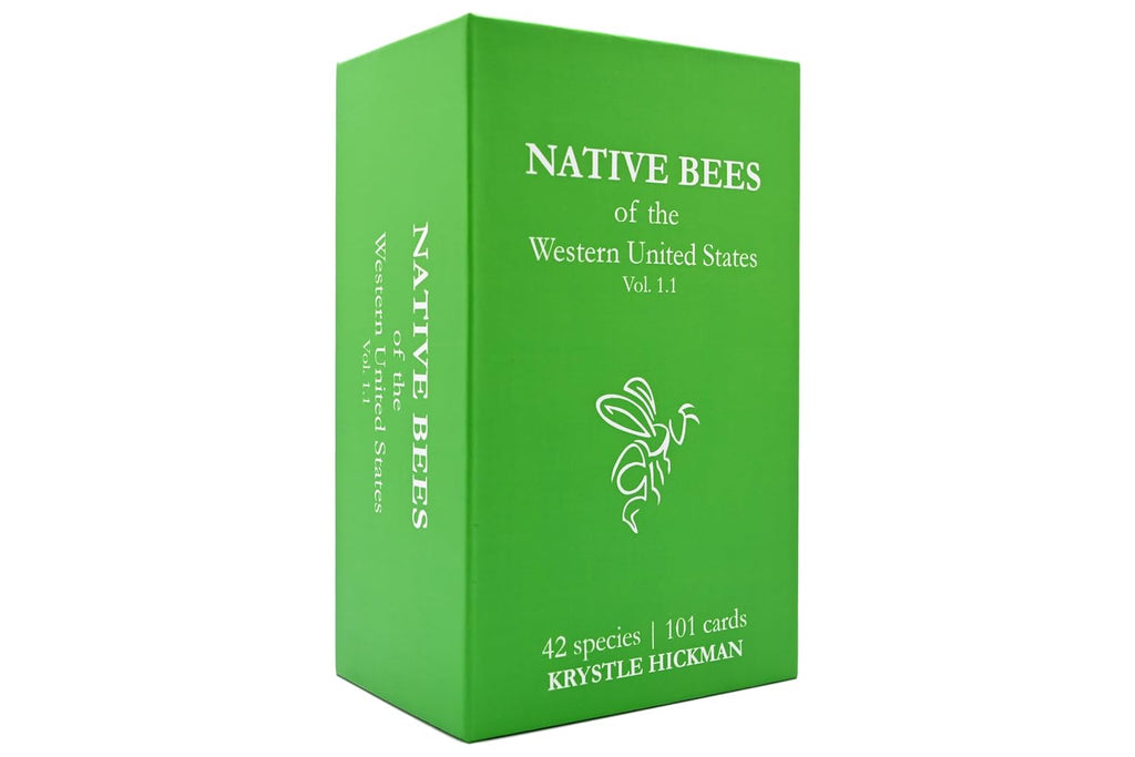 Native Bees of the Western United States Flash Cards feature gorgeous photos of living bees in their habits taken by community scientist, Krystle Hickman. The purpose of this deck is to assist in the understanding and appreciation of these wonderful creatures. 100 cards.