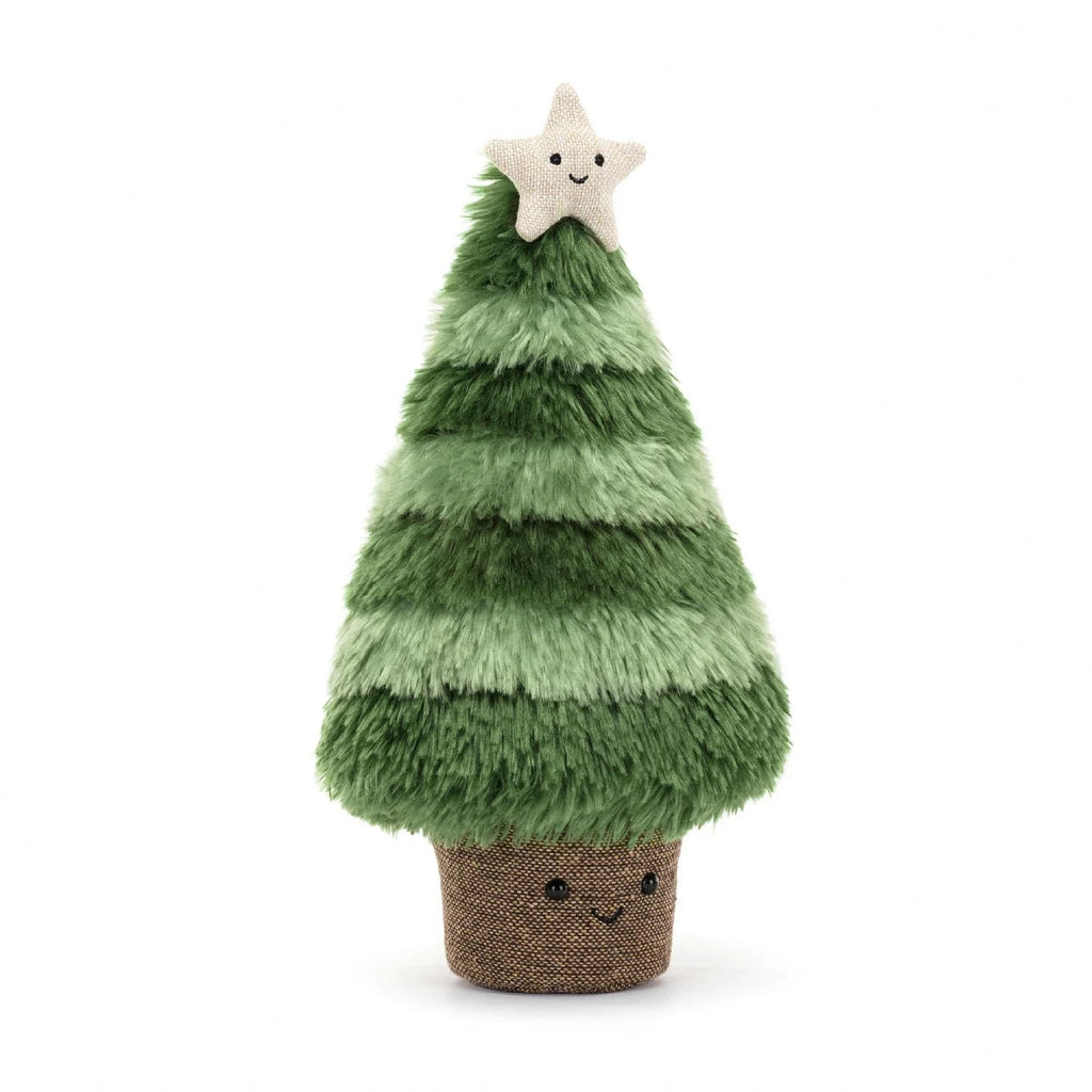 Amuseable Nordic Spruce Christmas Tree has a jazzy hairdo in two-tone stripes! A funky alternative festive tree in a textured linen effect pot with a quirky hessian star on top, this tree does Christmas a little differently. 11" X 5". Suitable from birth. Hand wash only.