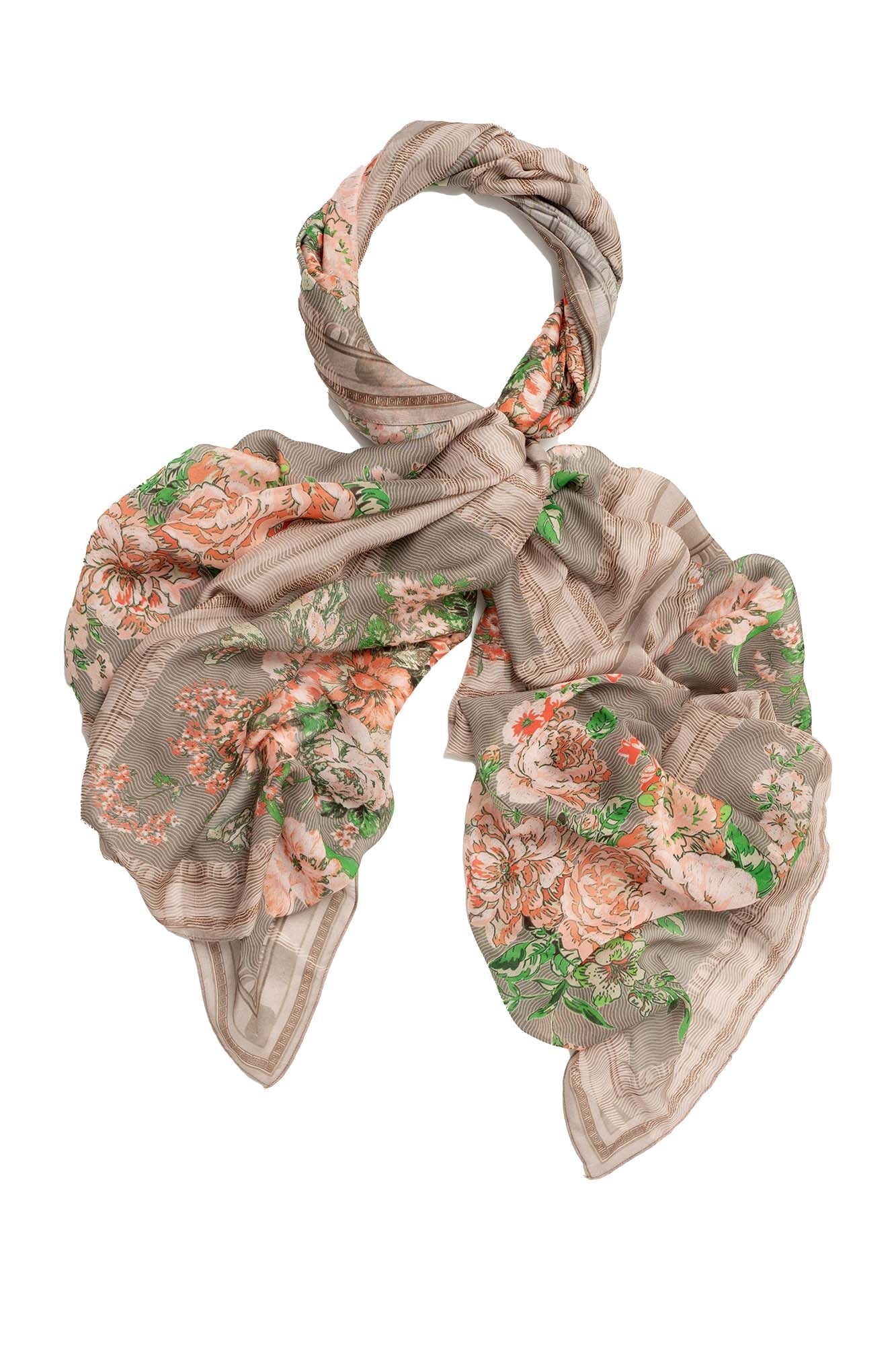 Floral patterned scarf on a white background