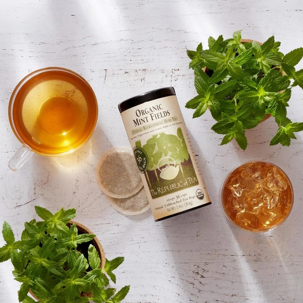 This refreshing blend of spearmint and peppermint from the Pacific Northwest is combined with the bright, crisp flavor of lemon balm, long favored for lifting one's spirits and inspiring the mind. Made from USDA Certified Organic Caffeine-Free Herbs. 36 natural, unbleached tea bags. Caffeine free. Net wt. 1.4 oz.