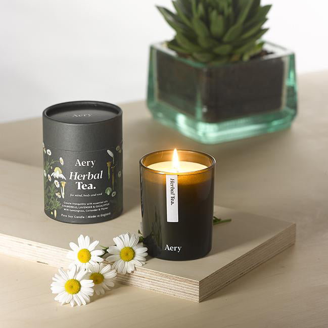 This high-quality candle is luxuriously scented with chamomile, lavender and eucalyptus essential oils, creating a feeling of tranquility, relaxation & wellbeing. Made from clean-burning, biodegradable, sustainable, US grown soy with a lead-free cotton wick. 7oz Vegan. Dimensions: 3/34" x 3". Made in the USA. 
